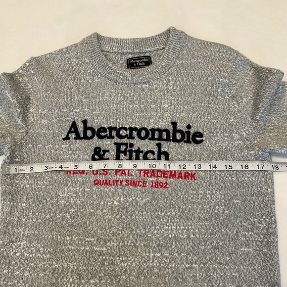 Abercrombie & Fitch Embroidered Logo Crew Neck Pullover Sweater Size XSmall Grey - Picture 9 of 14
